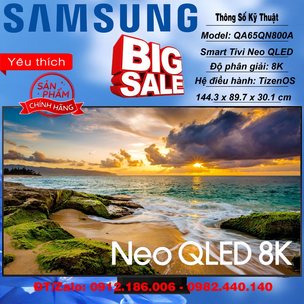 Smart Tivi Neo QLED 8K 65 inch Samsung QA65QN800A chính hãng (Liên hệ với người bán để đặt hàng)