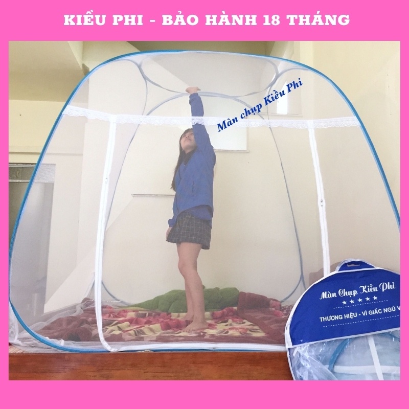 Màn chụp tự bung Kiều Phi đỉnh vuông cao cấp - Mùng tự bung người lớn gấp gọn thông minh Kiều Phi