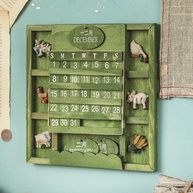 Bộ Lịch Gỗ Trang Trí Bàn Học Phong Cách Vintage