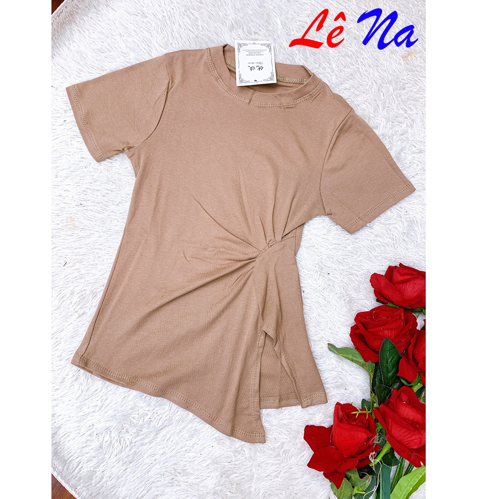 Áo Thun Ôm Body Xẻ Tà Vạt Lệch Thắt Eo A1 - Lê Na Chuyên Sỉ Lẻ