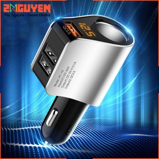 Tẩu sạc ô tô, xe hơi hỗ trợ sạc nhanh QC 3.0 Hyundai 3 Cổng USB cao cáp Hiển Thị LED khi sạc