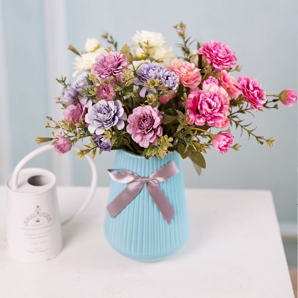 Bó hoa mẫu đơn giả bằng lụa nhiều màu trang trí nhà cửa/tiệc cưới DIY