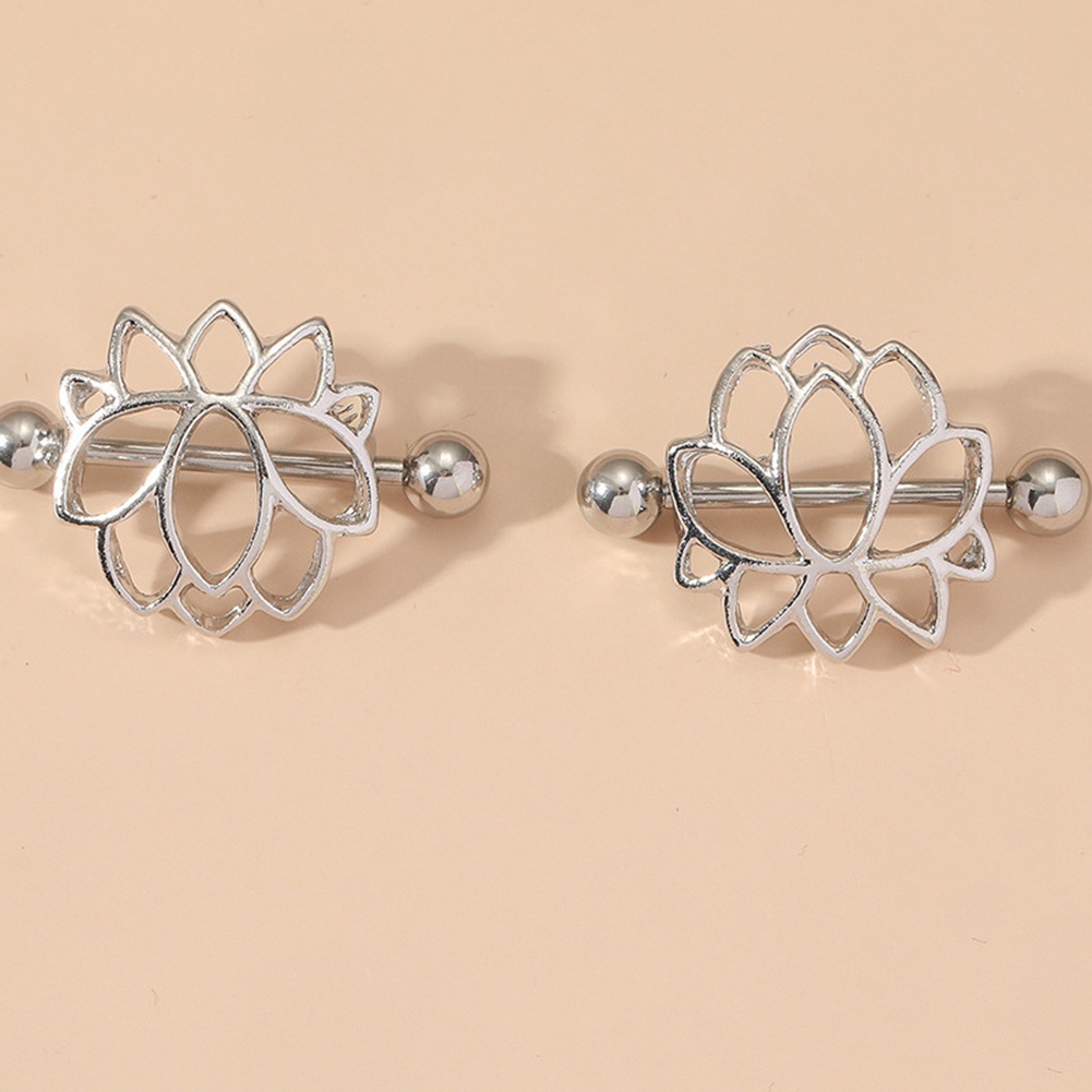 Set 2 Khuyên Nhũ Hoa Bằng Thép Không Gỉ Cá Tính