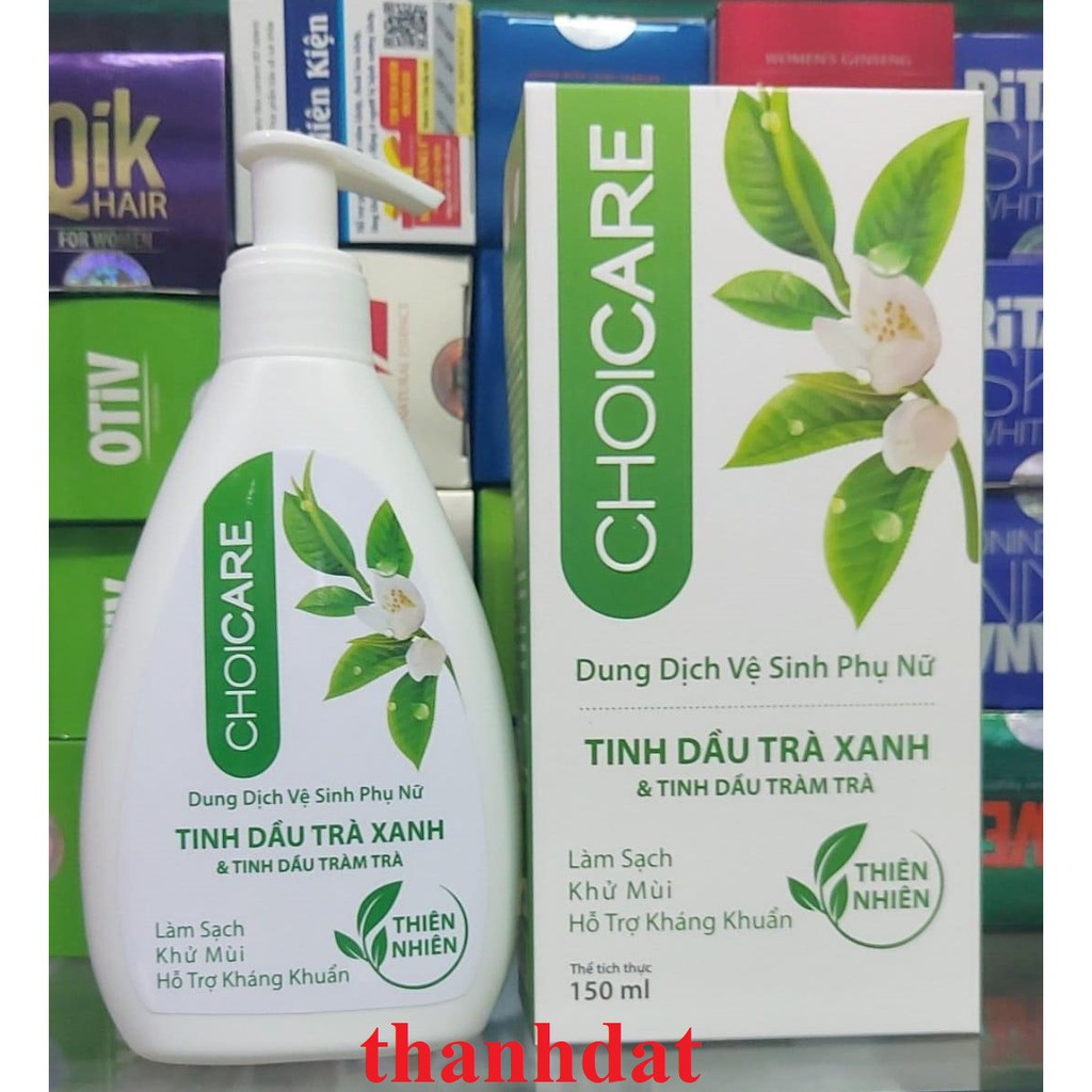 (chai 150ml) Choicare dung dịch vệ sinh phụ nữa từ tinh dầu trà xanh và tràm trà choi care