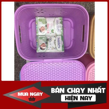 Giỏ đựng đồ có nắp hoa Việt Nhật  đựng quần áo, đựng đồ cao cấp có nắp ( SIZE Lớn )