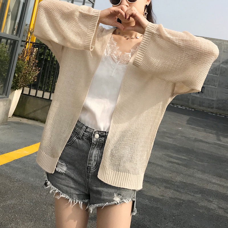 Áo Khoác cardigan Tay Dài Dáng Rộng Phong Cách Hong Kong Thời Trang Mùa Hè Cho Nữ