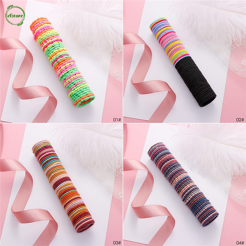 Bộ 50 thun cột tóc cao su nhiều màu thiết kế dễ thương