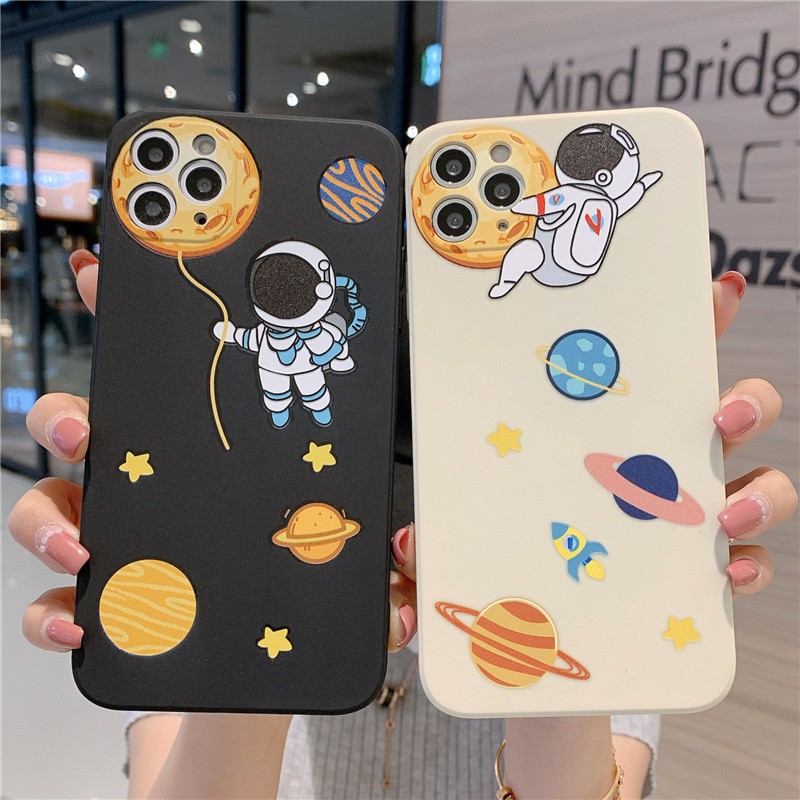 Ốp điện thoại TPU hình phi hành gia cho iPhone 11 Pro Max 12 X 7 Plus 8 6 11