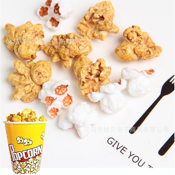 Charm mô hình bỏng ngô, bắp rang bơ Popcorn trang trí nhà búp bê, tiểu cảnh, móc chìa khóa, DIY