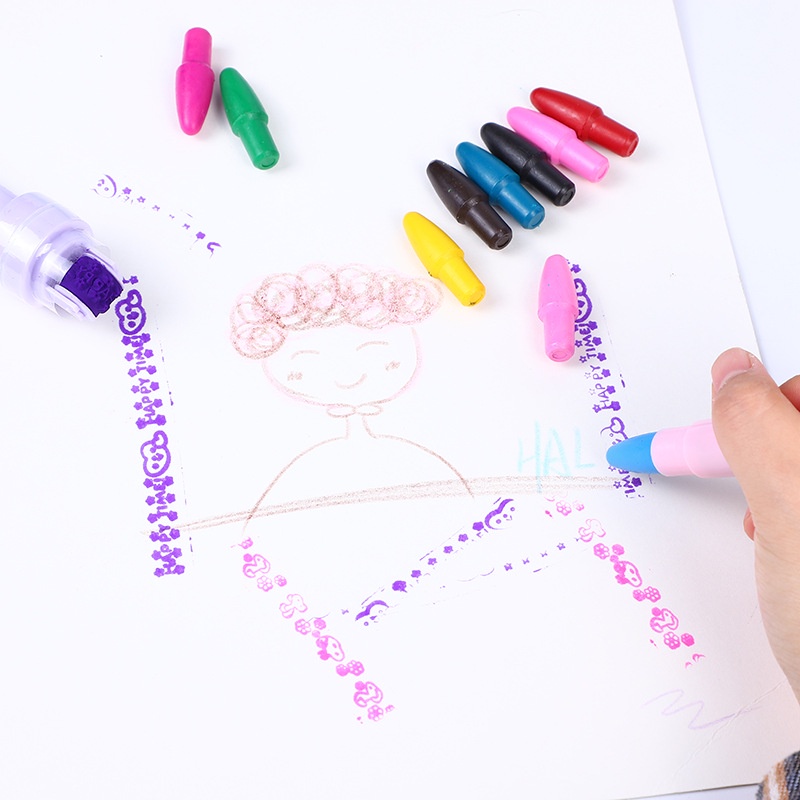 Bộ Bút Bi Và Con Dấu Màu Dạng Cát Chảy Xinh Xắn Dễ Thương Cho Bé