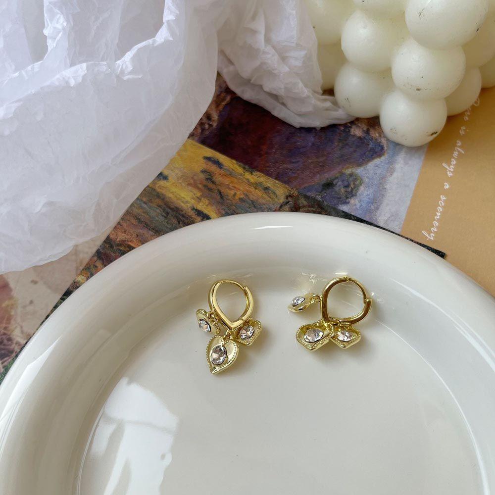 Bông Tai Dáng Dài Hình Trái Tim Thời Trang Cho Nữ