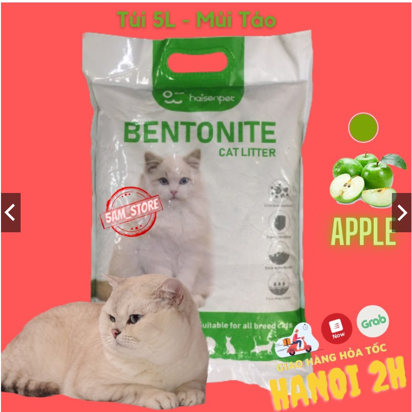 Cát vệ sinh cho mèo Bentonite 5L mùi cafe - chanh - táo