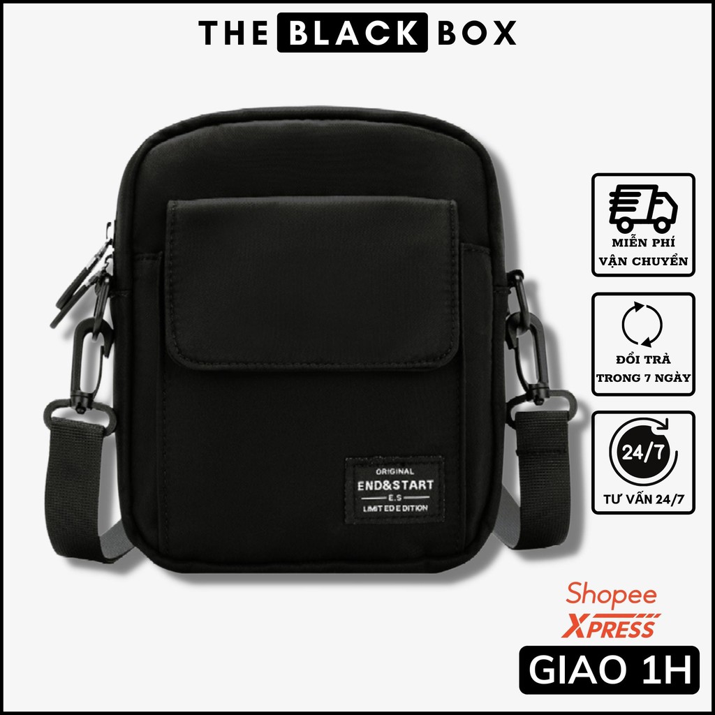 Túi Đeo Chéo Unisex Nam Nữ Nhỏ Gọn Thời Trang Phong Cách Nhật Bản Hiện Đại Vải Chống Nước Cao Cấp - The Black Box