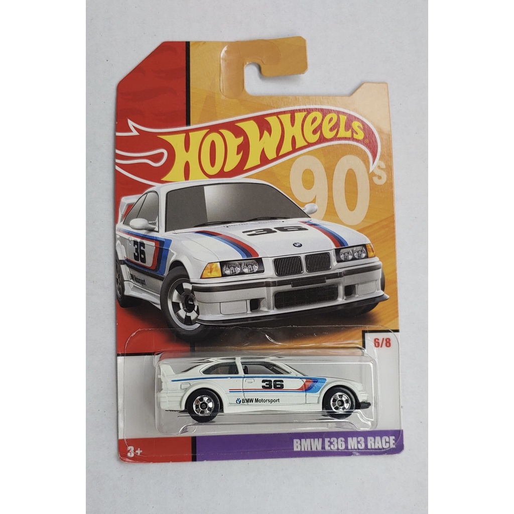 Xe mô hình tỉ lệ 1:64 Hot Wheels T-9 90s BMW E36 M3 Race trắng