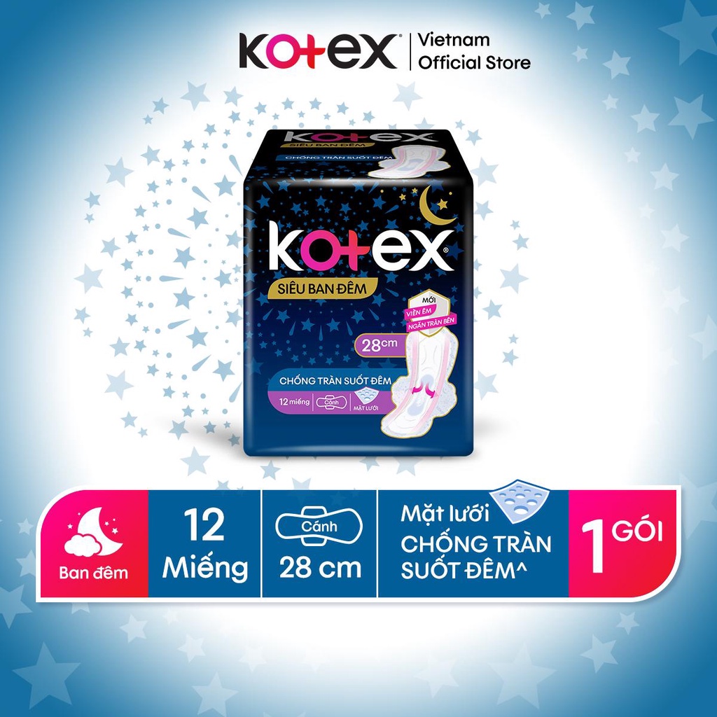 Combo trọn bộ 10 gói băng vệ sinh KOTEX siêu thoải mái (12/16/20 miếng/gói)
