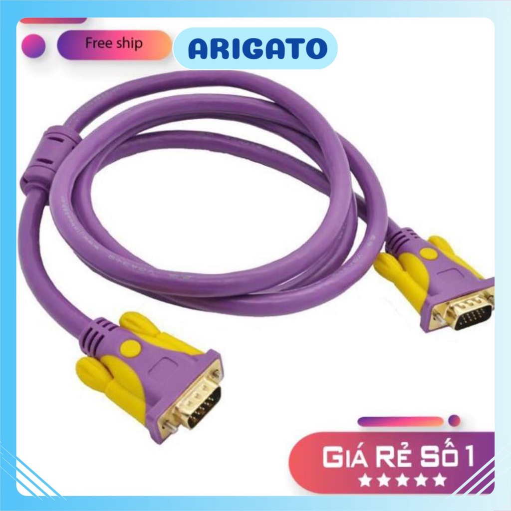 Dây cáp VGA 10M 15M 20M 30M Arigato Tím 3+9 Đen 3+6 hàng xịn chống nhiễu cao cấp ARIGATO