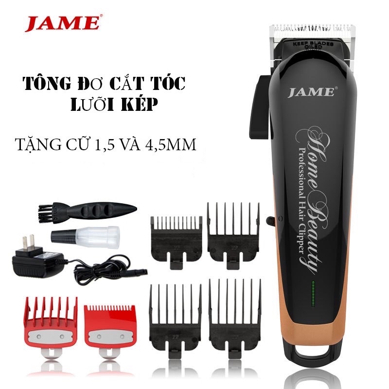 Tông Đơ Cắt Tóc Chuyên Nghiệp Jame 1070 ⚡Hàng Cao Cấp⚡ Lưỡi Kép Sắc Bén 10W Tặng Cữ 1,5 &amp; 4,5mm