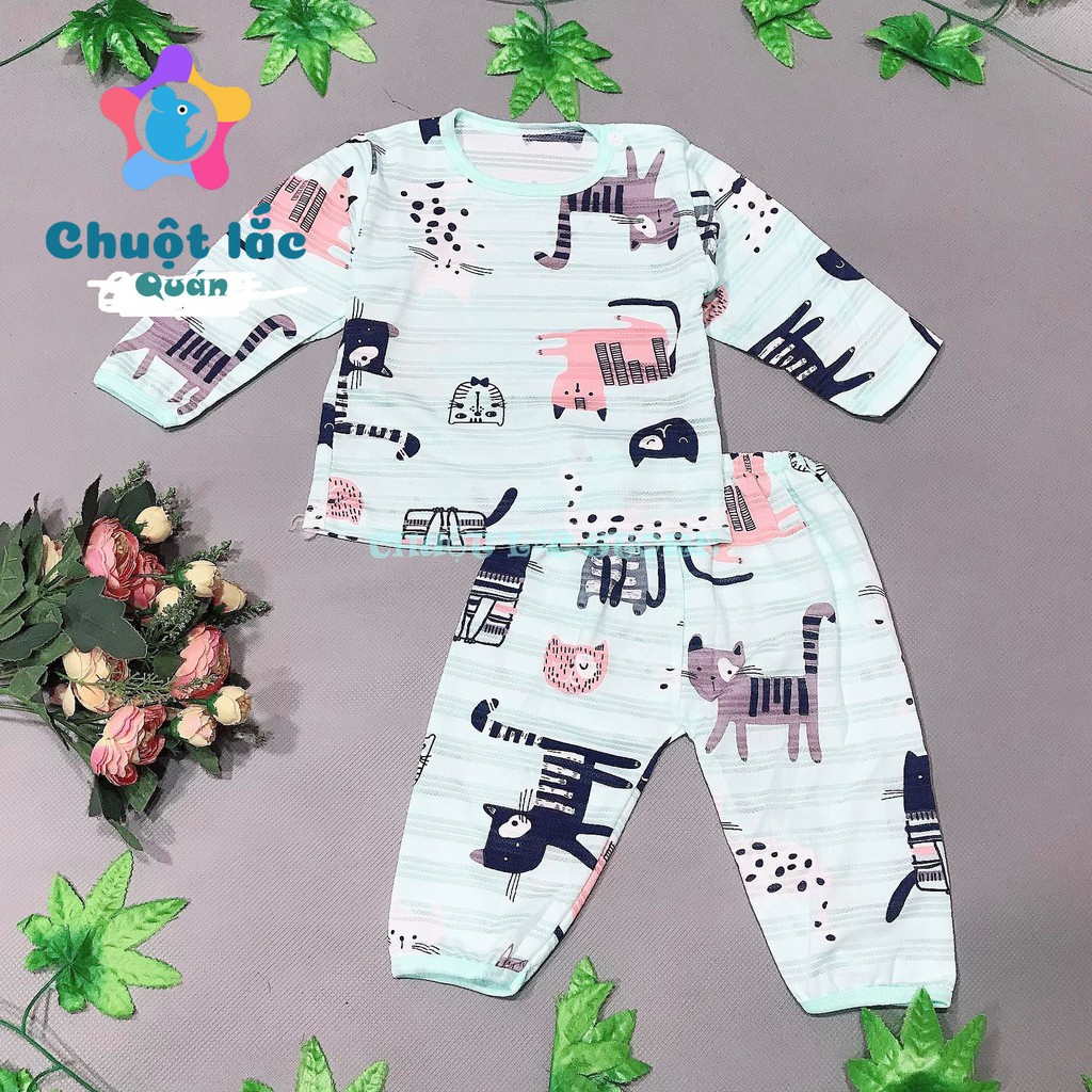 Bộ Đồ Cotton Giấy Thái Chuột Lắc Store Mềm Mại Hút Mồ Hôi Cho Bé Trai Và Bé Gái Từ 4Kg Đến 14Kg