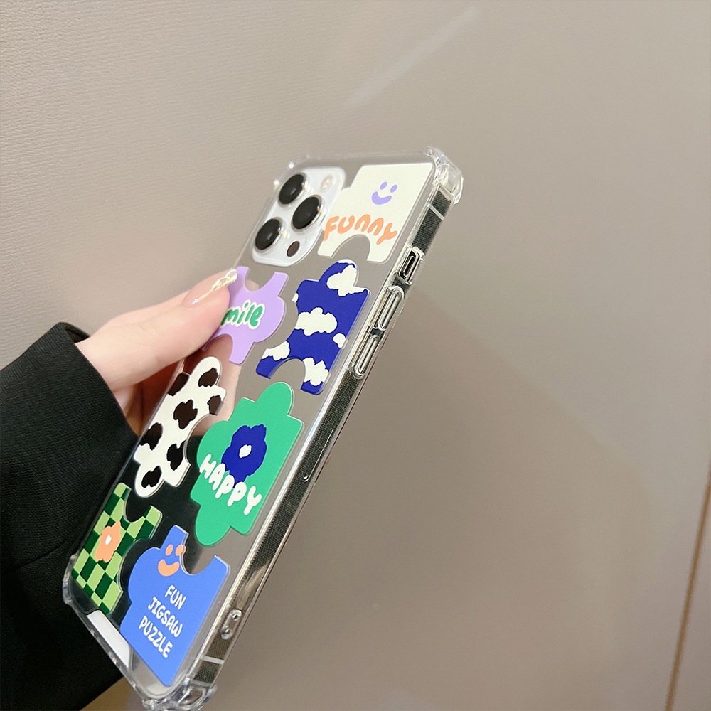 Ốp Điện Thoại Tráng Gương Kiểu Mảnh Ghép Hoạt Hình Dễ Thương Cho Iphone 11 8 7 Plus SE2 XS XR 12 13 Mini PRO MAX