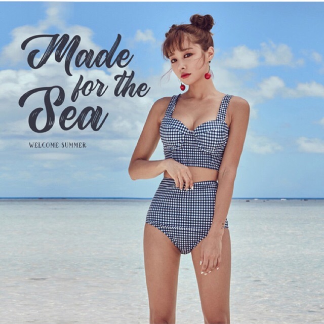 Bộ đồ bơi - bikini hoạ tiết caro trẻ trung, hiện đại