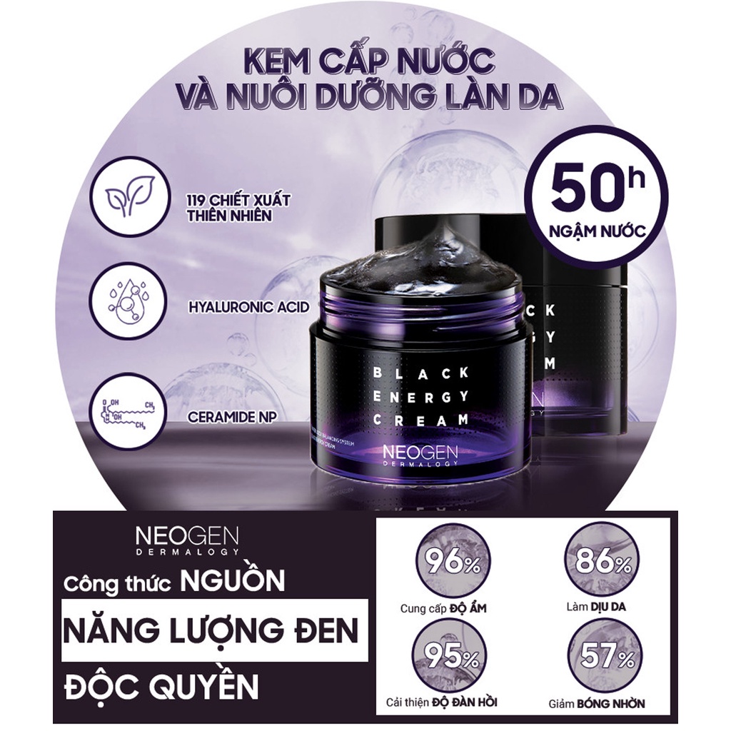 Kem Cấp Nước Nuôi Dưỡng Làn Da Dành Cho Da Dầu Và Da Nhạy Cảm Neogen Dermalogy Black Energy Cream 80ml