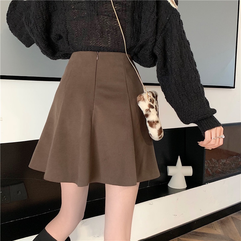 Chân váy len ép xếp ly cạp cao dáng chữ A ngắn JOLI Clothing CV109