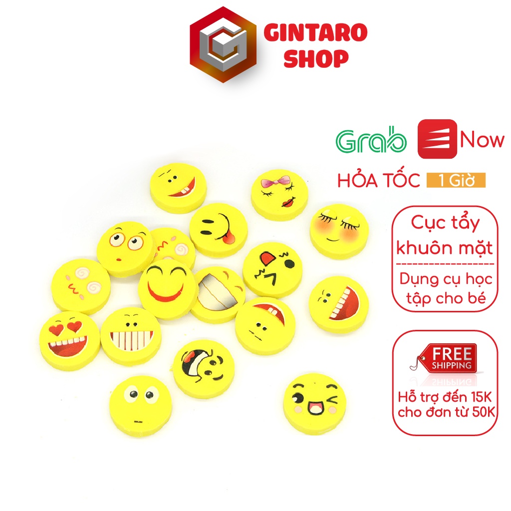 Cục tẩy dễ thương dành cho bé , Cục gôm biểu cảm khuôn mặt GINTARO SHOP