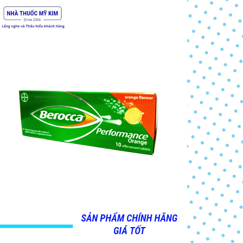 BEROCCA viên sủi bổ sung vitamin và khoáng chất vị cam (10 viên/tuýp)