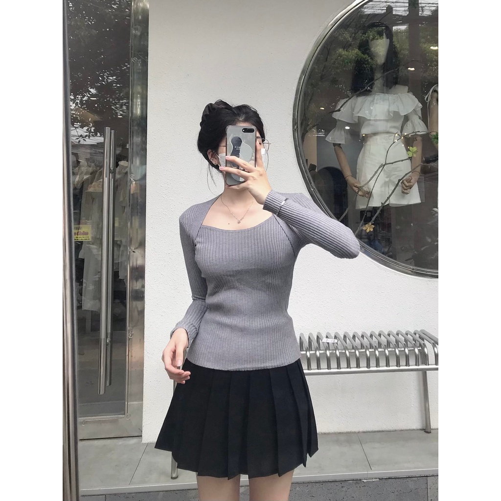 Áo QC Crop Cổ Vuông