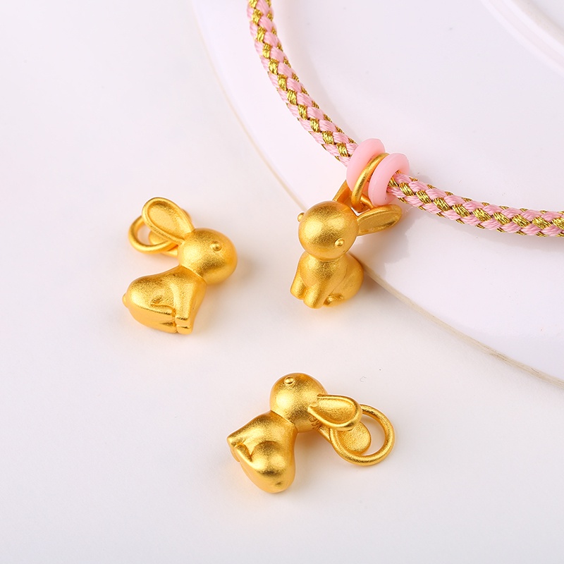 [Hàng Có Sẵn Giao Hàng Ngay Lập Phương] Vòng Tay Mặt Dây Chuyền Ba Chiều Hình Thỏ Màu Vàng Cát Chống Oxy Hóa Không Gây Dị Ứng Cho Nam Và Nữ