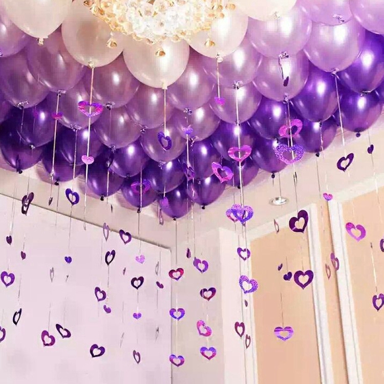 Set 100 / Lốc Trái Tim Laser Sequined Làm Mặt Trang Trí Bóng Bay Phòng Cưới Sinh Nhật  Bữa Tiệc Lãng Mạn