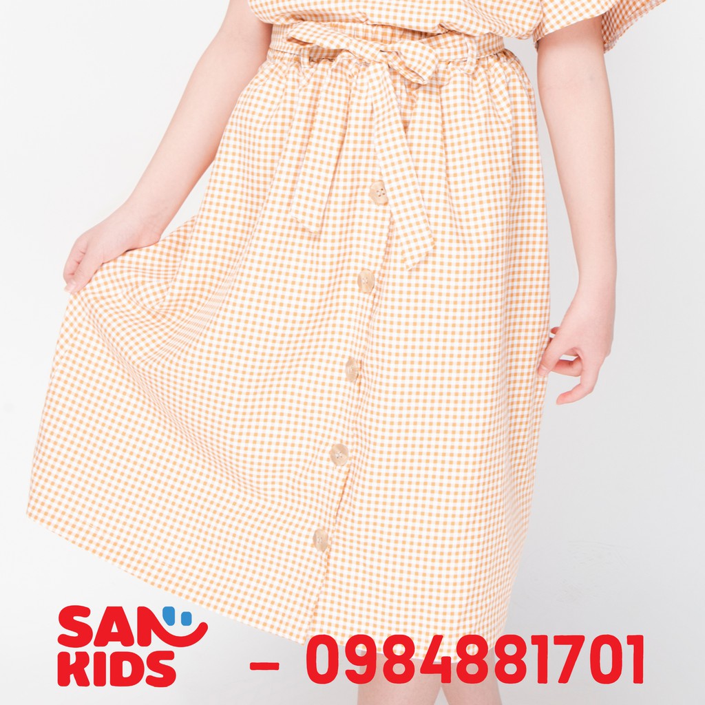 Váy bé gái San Kids VSK11- Váy rời kẻ caro màu vàng