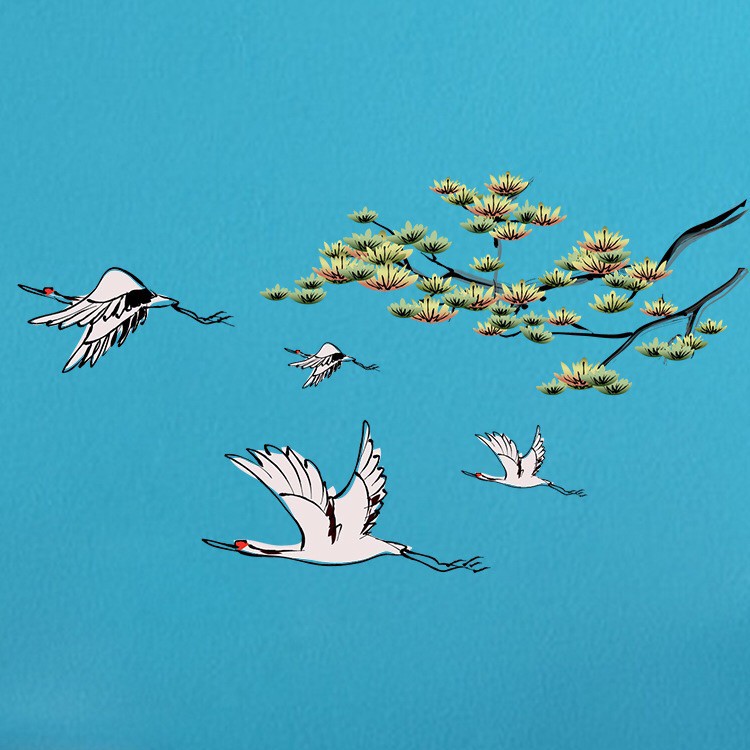 Decal dán kính / tường cao cấp - Chim hạt trắng và cành cây (60x58 )