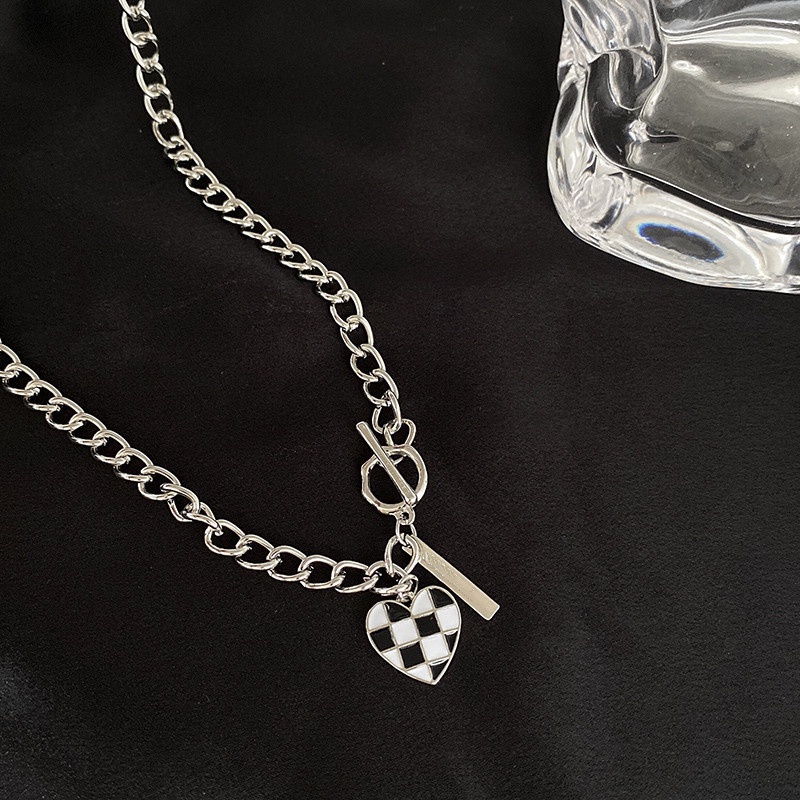 Hoa Tai/Dây Chuyền/Vòng Tay/Dây Chuyền Mặt Hình Bàn Cờ Caro Trắng Đen Phong Cách Cá Tính Cao Cấp