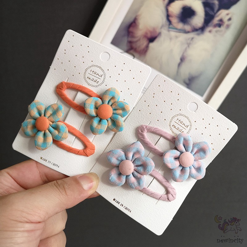Kẹp Tóc Đính Hoa Vải Phong Cách Hàn Quốc Cho Bé Gái