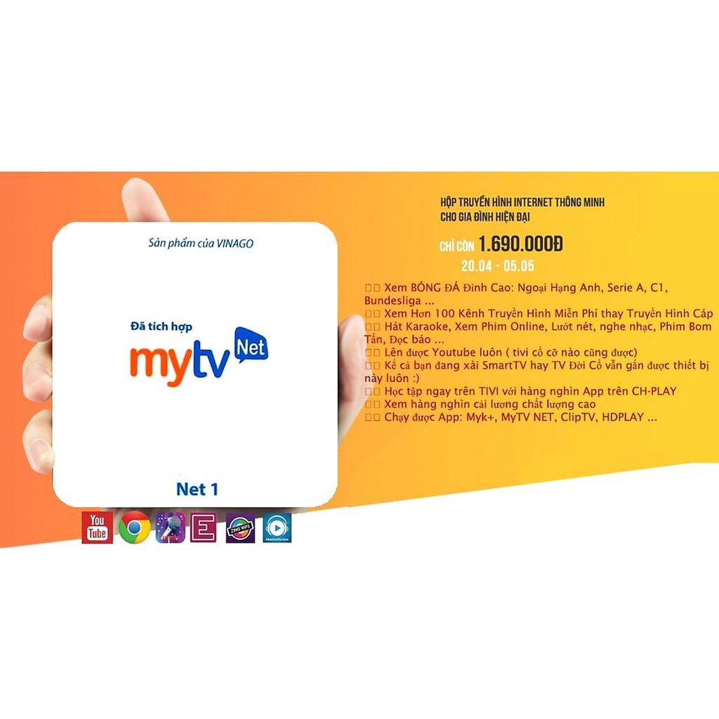 Box MYTV NET 1G  - Phiên Bản 2022 - Tích Hợp Truyền Hình Bản quyền Miễn Phí - Có Bluetooth 5.0 - Hàng Chính Hãng