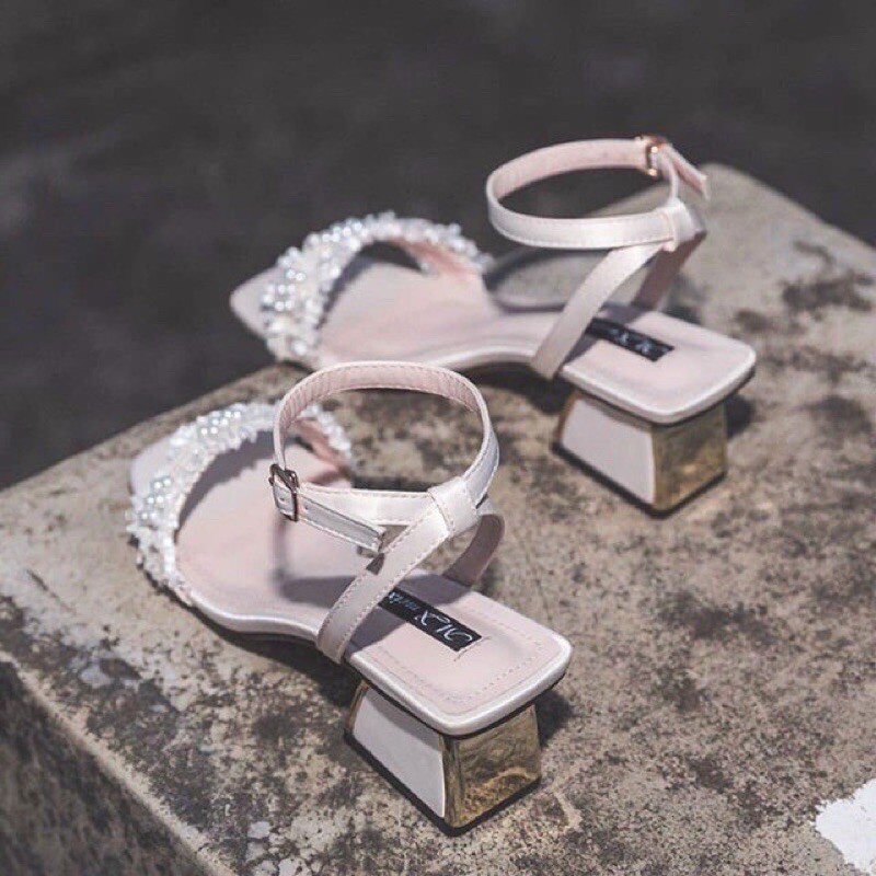 Sandal cao gót đính ngọc 5p UYÊN OLIVER SHOES mã A5
