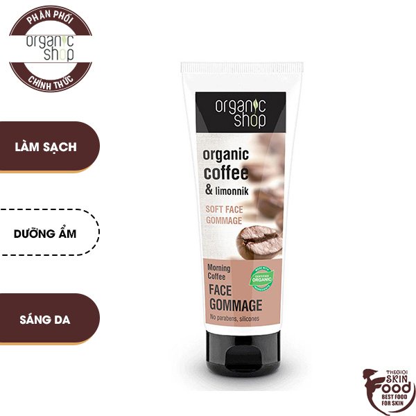Tẩy Tế Bào Chết Chiết Xuất Cà Phê Organic Shop Soft Face Gommage Morning Coffee 75ml