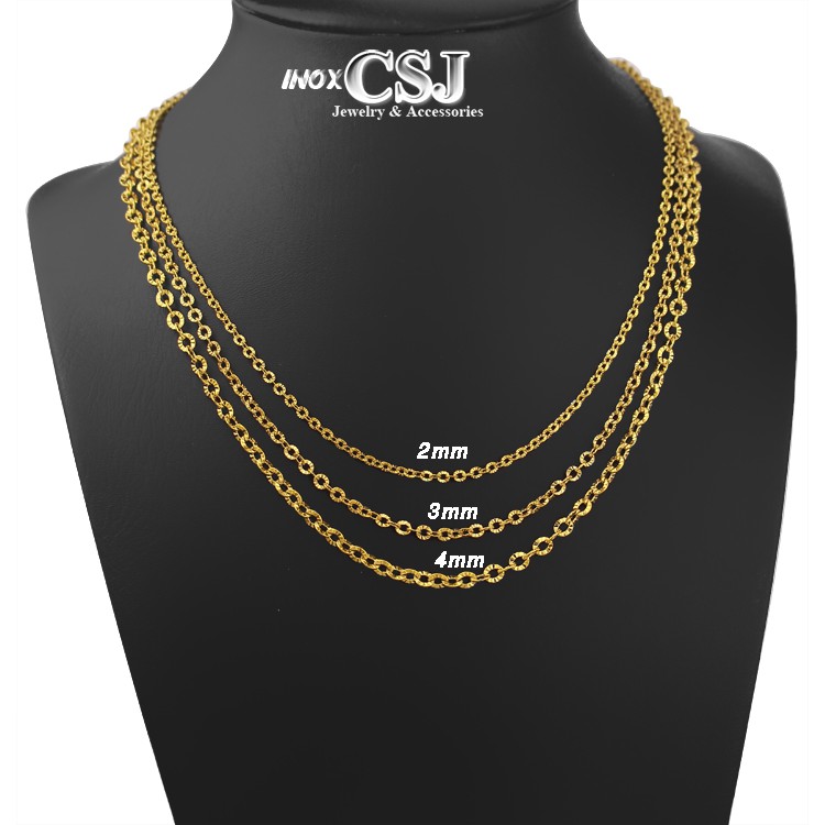 DÂY CHUYỀN CHỮ CONG INOX MẠ VÀNG CHẠM CHIẾU D038 - siêu đẹp, chuẩn thời trang