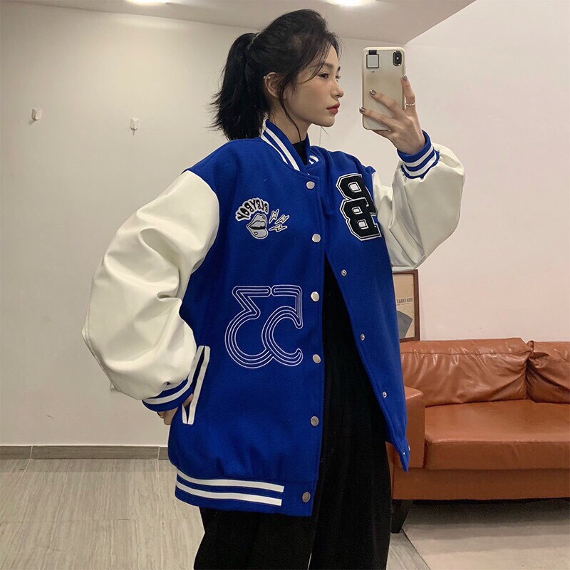 Áo khoác dù bomber jacket phối tay CHỮ PB form rộng unisex nam nữ 1HIT