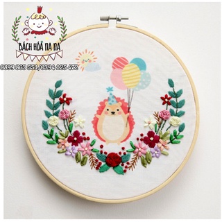 Bộ đồ nghề thêu tay DIY cho người mới / KIT NGUYÊN LIỆU THÊU TRANH ĐỘNG VẬT HOOP TRANG TRÍ  Bách hóa Na Na