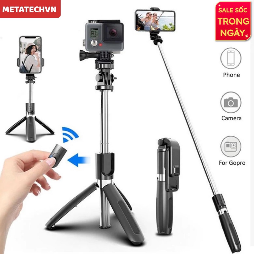 Gậy tự sướng Selfie L02 , gậy chụp ảnh 3 chân đa năng gấp gọn , chụp hình bằng remote Bluetooth 4.0