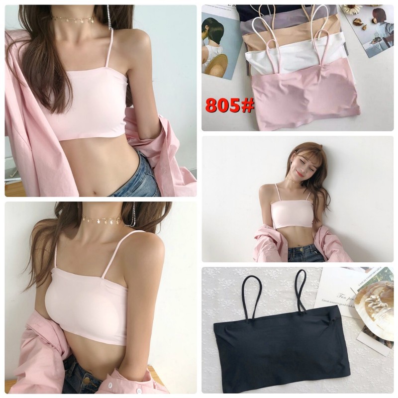 Bra su trơn 2 dây, bra đúc su 2 dây vải su mát mịn, bra đúc su trơn quây 2 dây MS805