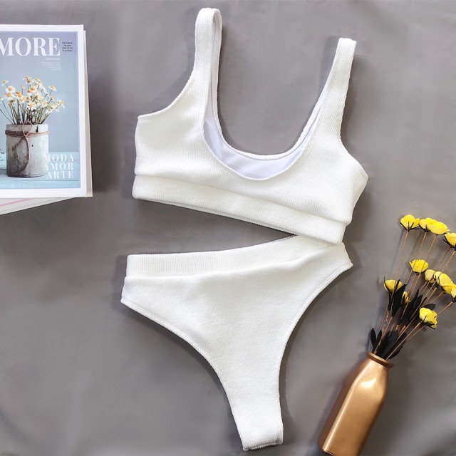 Set bikini 2 mảnh cạp cao đơn giản | BigBuy360 - bigbuy360.vn