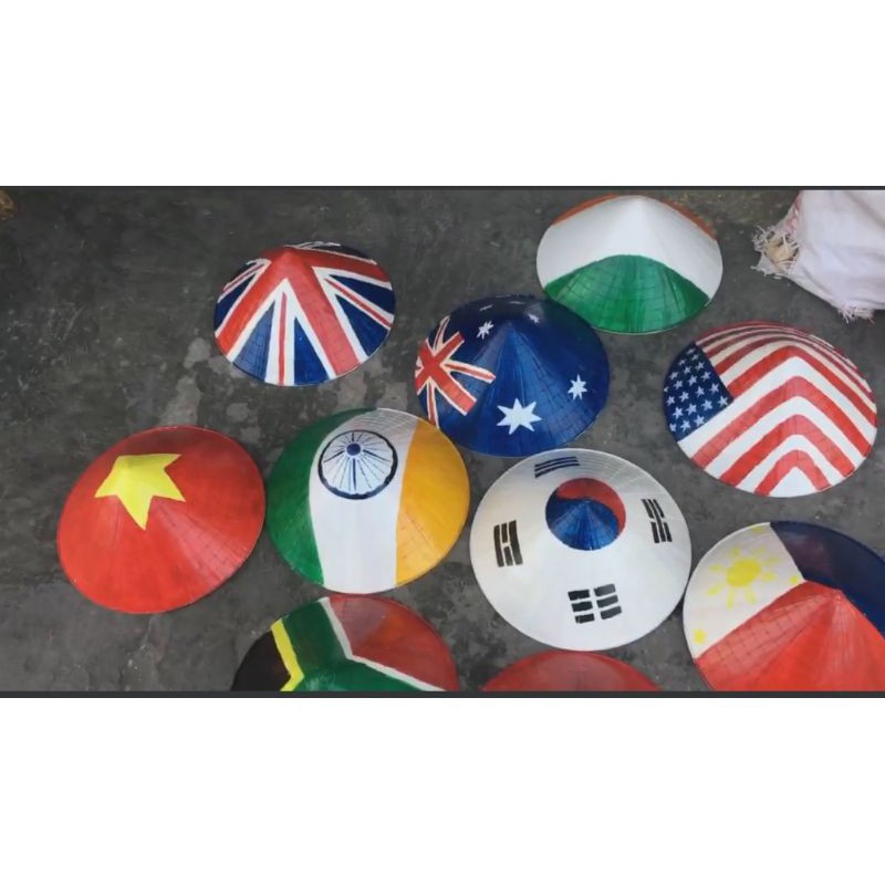 Xưởng sx- Nón lá vẽ cờ quốc kỳ các nước - Tre VN