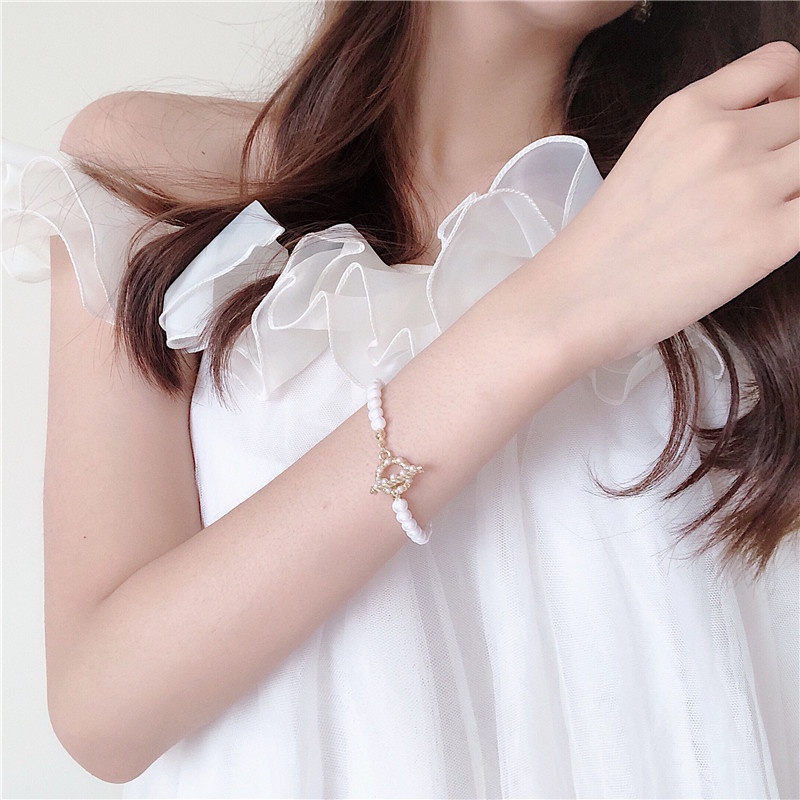 Vòng tay đính ngọc trai thời trang Retro thanh lịch