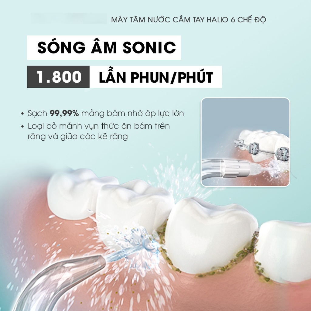 Máy Tăm Nước Cầm Tay Halio Professional Cordless Oral Irrigator Vệ Sinh Răng Đến 99,99%, Chăm Sóc Tối Ưu