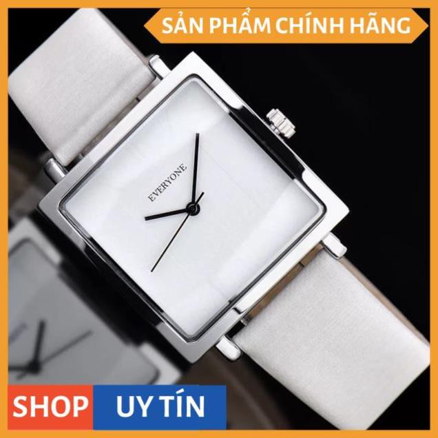 [HÀNG CHÍNH HÃNG] Đồng hồ nữ EVERYONE mặt vuông dây da cao cấp size 36mm ( ảnh thật dưới cuối)