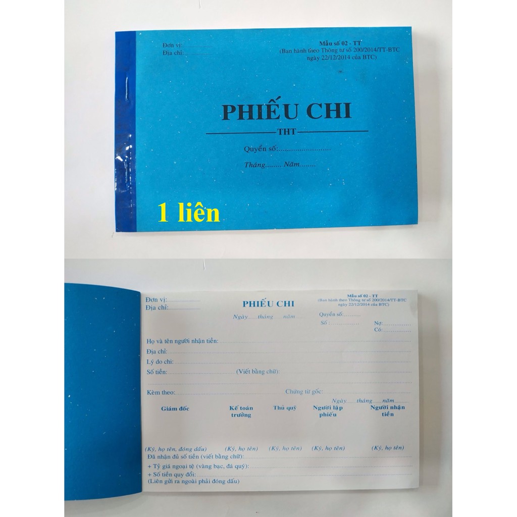 Phiếu Thu/Chi 1-2-3 liên