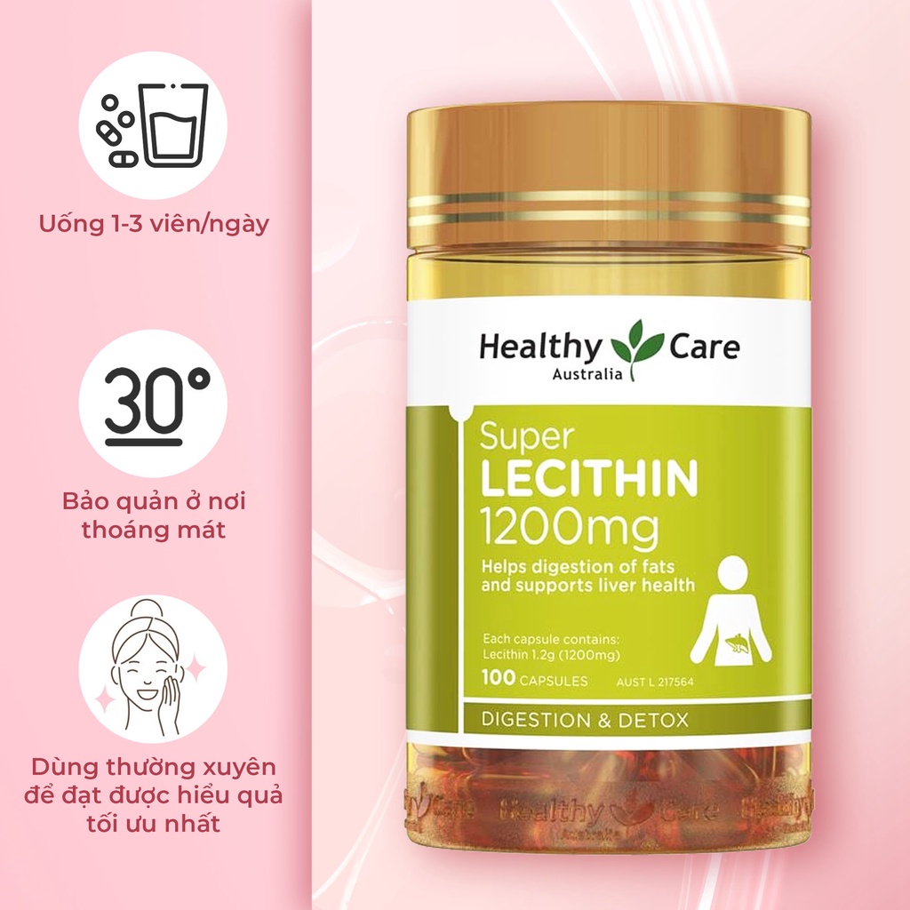 Mầm Đậu Nành Healthy Care Super Lecithin 1200mg , Hàng Chính Hãng Úc